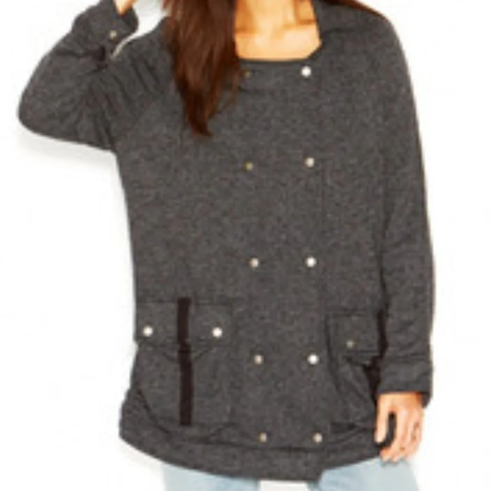 Free People Slouchy Anorak Jacket Notched Lapel Peacoat